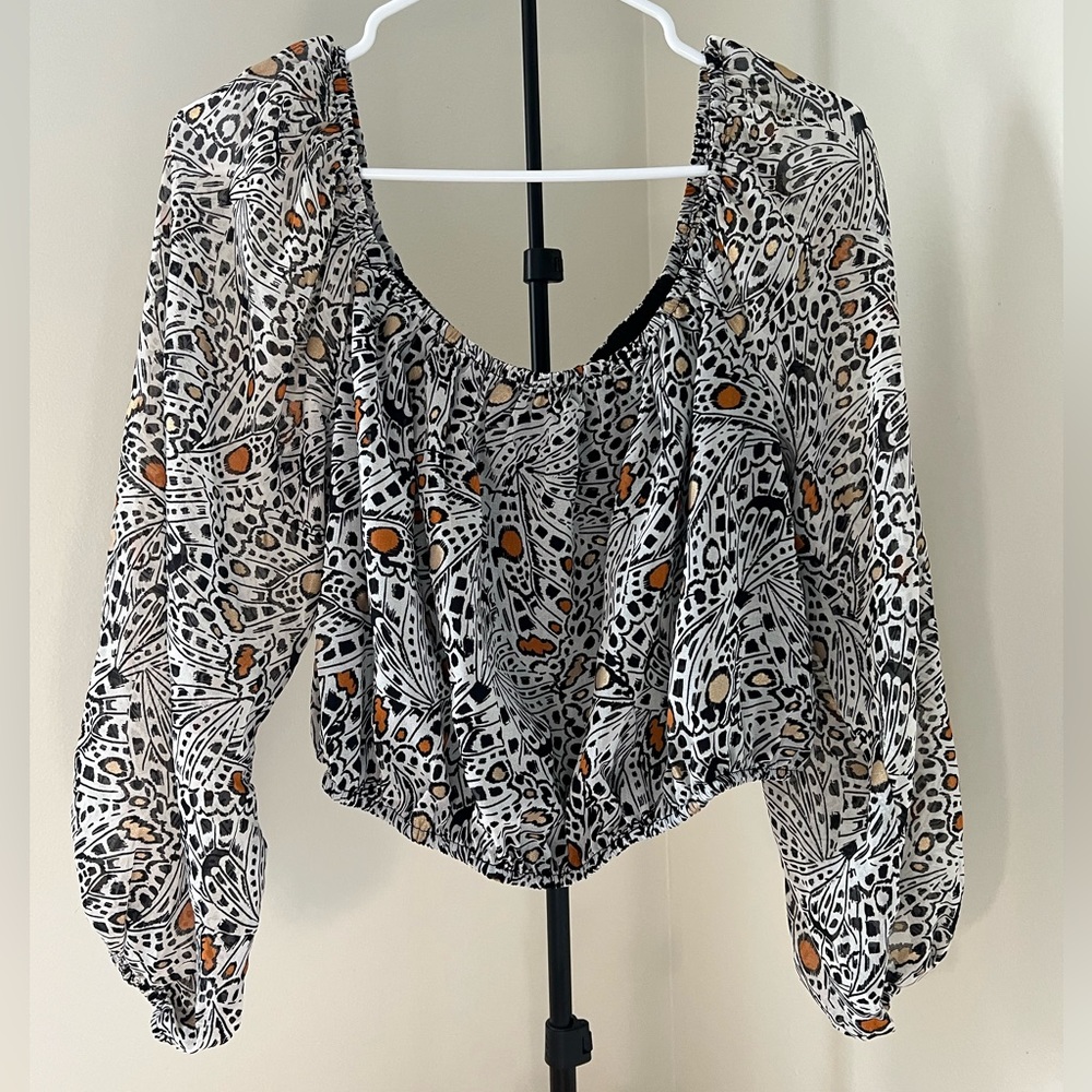 RACHEL ZOE X EXPRESS OFF THE SHOULDER PRINTED TOP